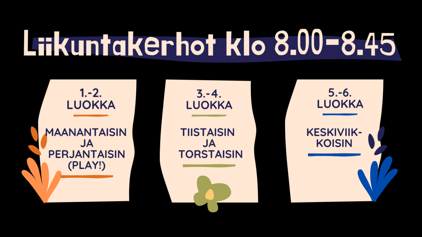Liikuntakerhojen aikataulut