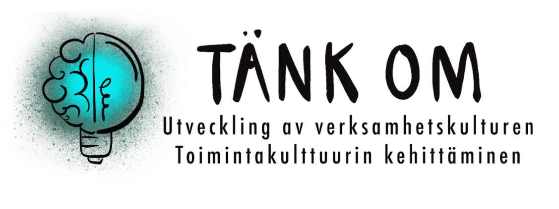 Tänk om-projektlogo. Utveckling av verksamhetskulturen, toimintakulttuurin kehittäminen