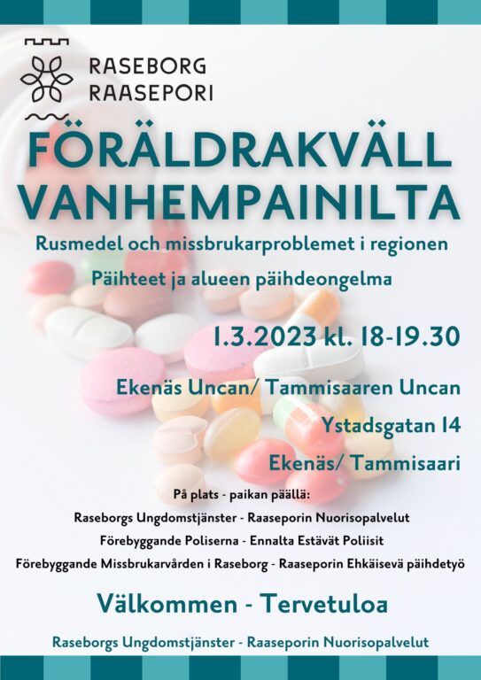 Vanhempainilta 1.3. klo18.00 Tammisaaren Nuorisotalolla