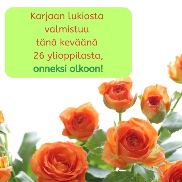 Ruusuja ja maininta 26 uudesta ylioppilaasta