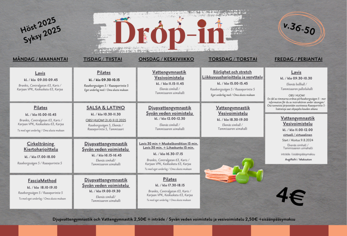 Drop-in timmarna hösten 2025 som bild.