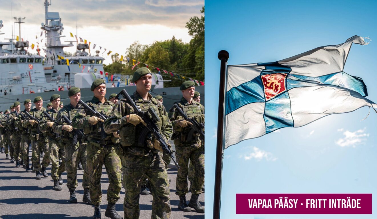 Puolustusvoiman lippujuhlan paraati.