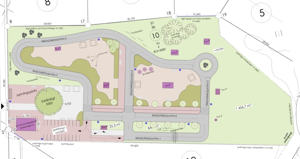 Skiss över barnens trafikpark i Karis.